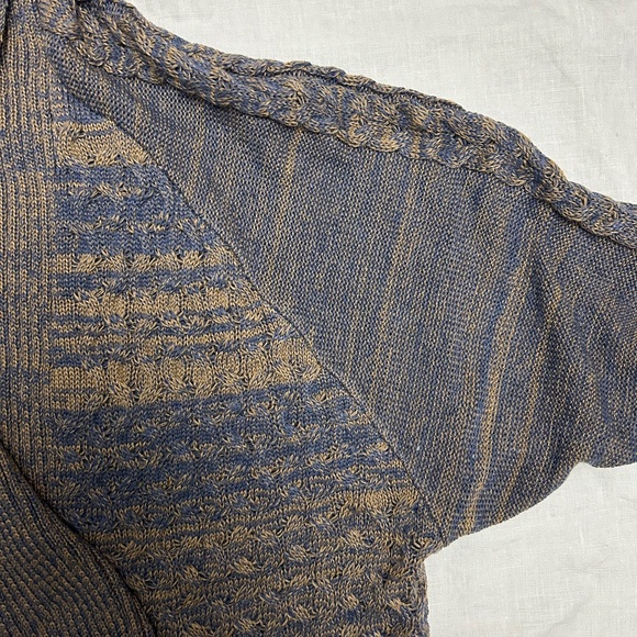 Blue and Gold Knit Open Cardigan - Picture 6 of 8